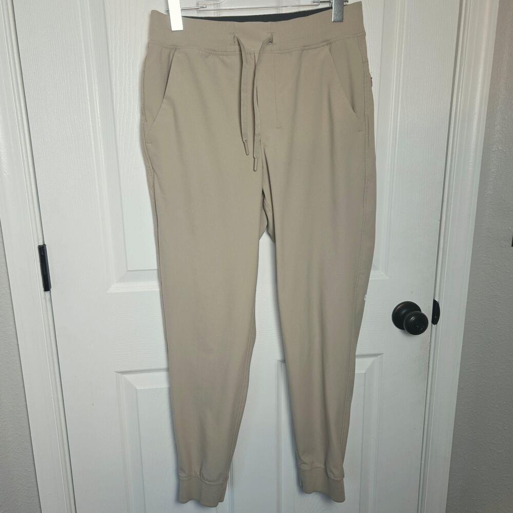 Birddogs Pants Mens Large Beige Joggers Elastic Waist Zip Pocket Travel Gym